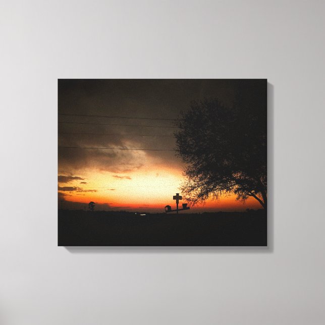 Lienzo Silueta de un árbol al atardecer (Anverso)