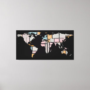Lienzo Silueta del mapa del mundo - Piet Mondrian