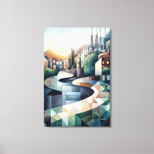 Lienzo Silueta geométrica abstracta de Barcelona