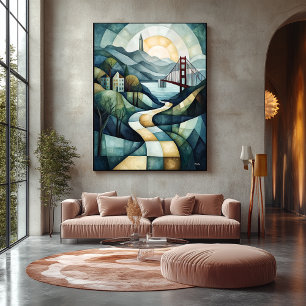 Lienzo Silueta geométrica abstracta de San Francisco, dor