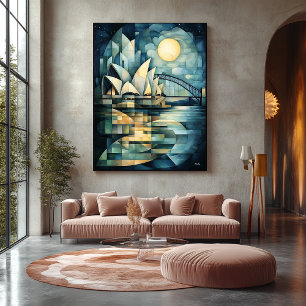 Lienzo Silueta geométrica abstracta de Sydney con la Casa