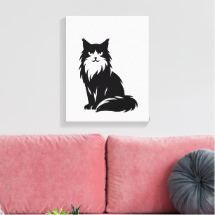 Lienzo Silueta minimalista de Maine Coon negro