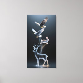 Lienzo Siluetas abstractas de animales con partículas