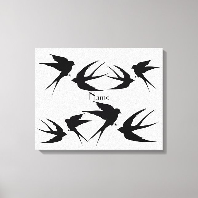 Lienzo Siluetas de aves golondrinas Thunder_Cove (Anverso)