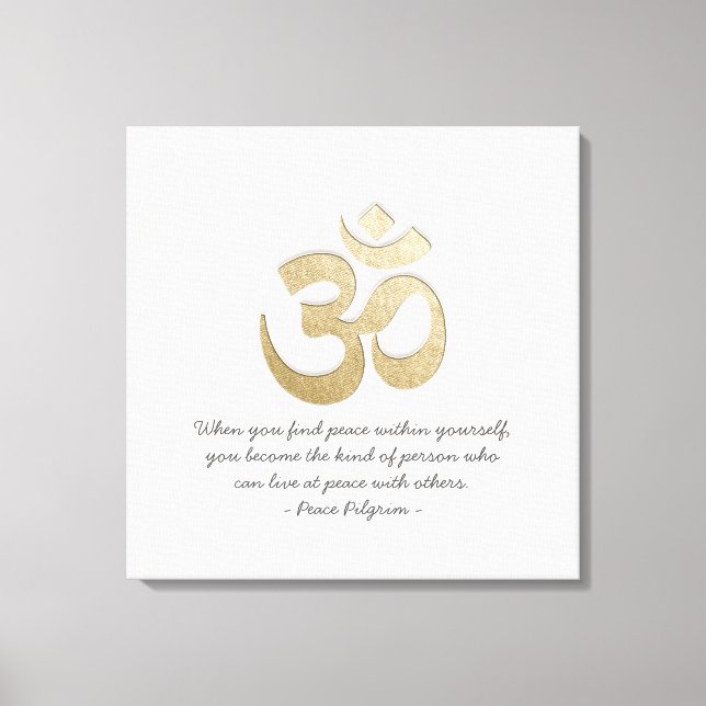 Lienzo Símbolo blanco y dorado OM Instructor de Meditació (Anverso)