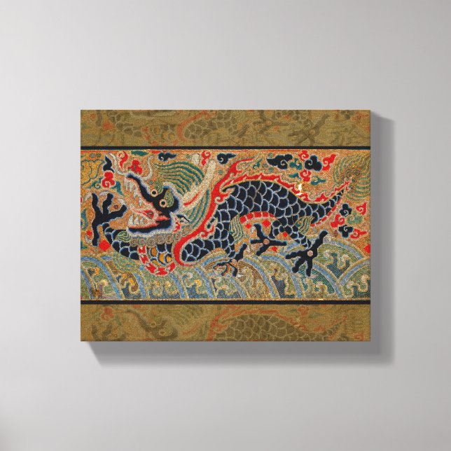 Lienzo Símbolo chino de dragón asiático antiguo (Anverso)