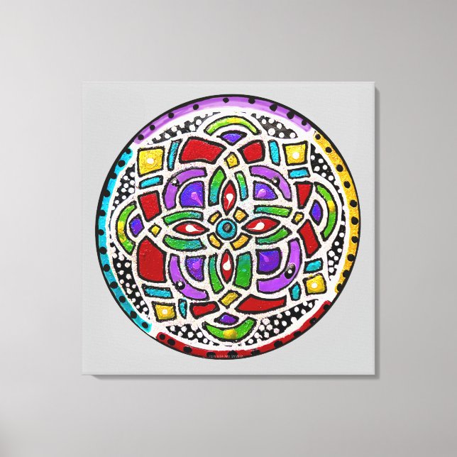 Lienzo Símbolo colorido de Joy Mandala (Anverso)