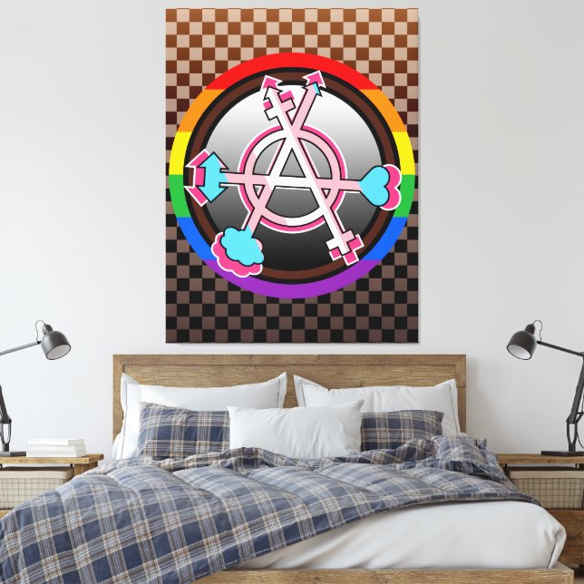 Lienzo Símbolo de anarquía de género, emblema en tablero  (Insitu(Dormitorio))