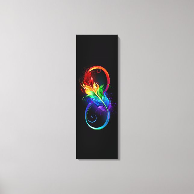 Lienzo Símbolo de infinito con pluma de arcoíris (Anverso)