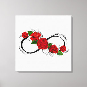 Lienzo Símbolo de infinito con rosas rojas