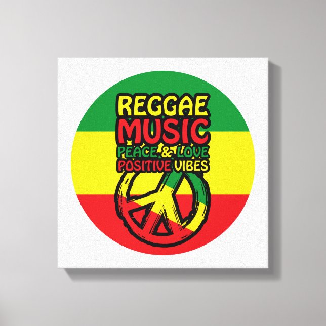 Lienzo Símbolo de reggae y paz con citas positivas (Anverso)