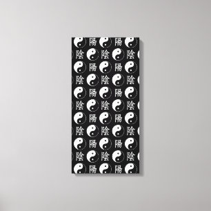 Lienzo Símbolo de Yinyang negro patrón de texto chino