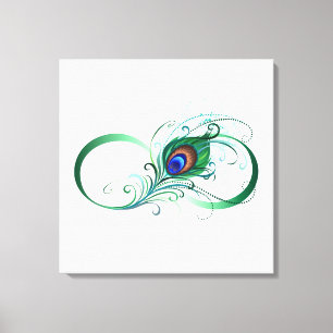 Lienzo Símbolo infinito con pluma de pavo real