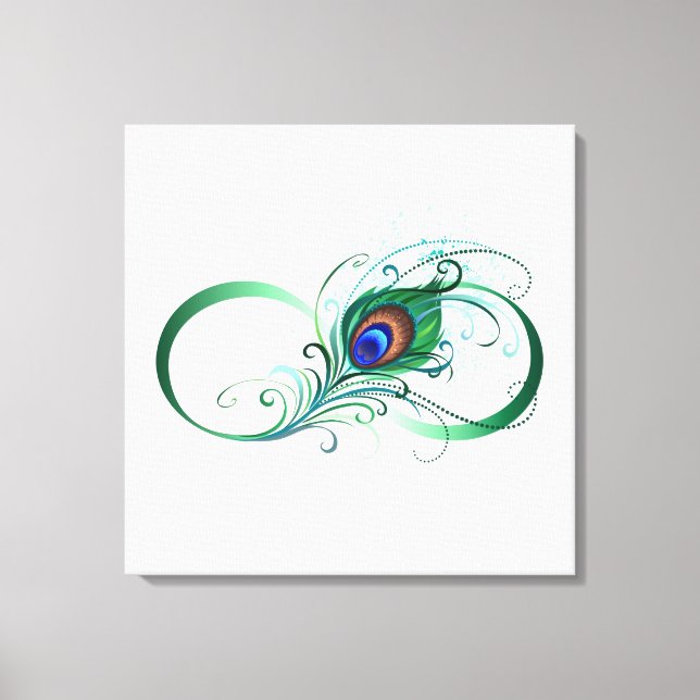 Lienzo Símbolo infinito con pluma de pavo real (Anverso)