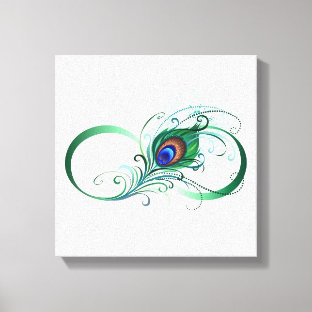 Lienzo Símbolo infinito con pluma de pavo real (Anverso)