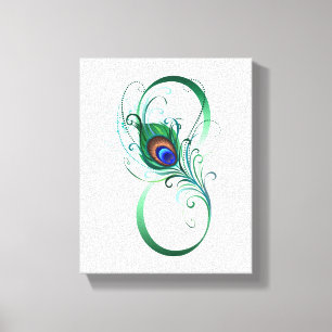 Lienzo Símbolo infinito con pluma de pavo real
