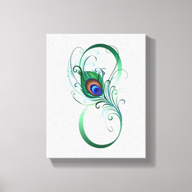 Lienzo Símbolo infinito con pluma de pavo real (Anverso)