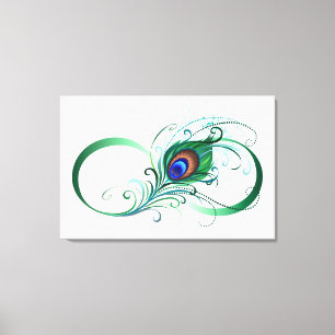 Lienzo Símbolo infinito con pluma de pavo real