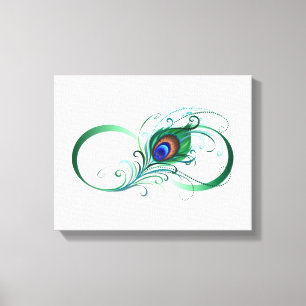 Lienzo Símbolo infinito con pluma de pavo real