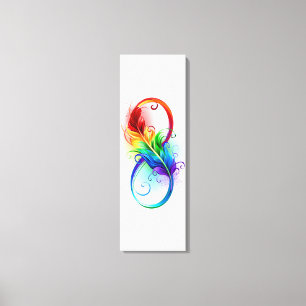 Lienzo Símbolo infinito con plumas arcoiris