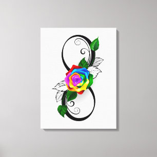 Lienzo Símbolo infinito con Rosa arcoiris