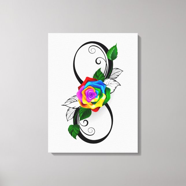 Lienzo Símbolo infinito con Rosa arcoiris (Anverso)
