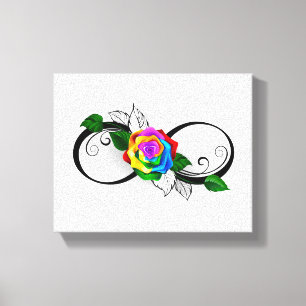Lienzo Símbolo infinito con Rosa arcoiris