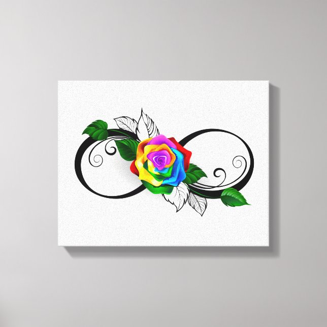 Lienzo Símbolo infinito con Rosa arcoiris (Anverso)