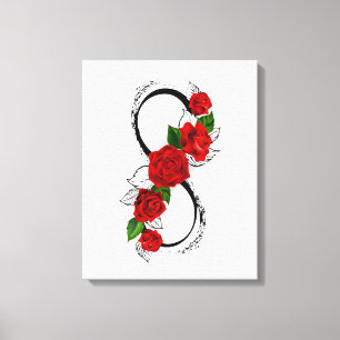 Lienzo Símbolo infinito con rosas rojas