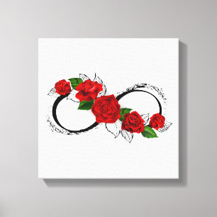 Lienzo Símbolo infinito con rosas rojas