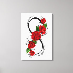 Lienzo Símbolo infinito con rosas rojas