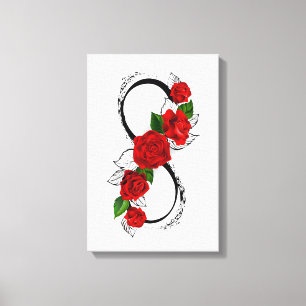 Lienzo Símbolo infinito con rosas rojas