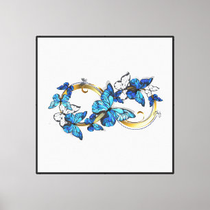 Lienzo Símbolo infinito de mariposas Morpho azules