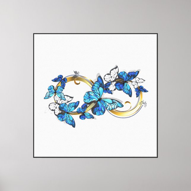 Lienzo Símbolo infinito de mariposas Morpho azules (Anverso)