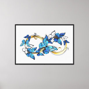 Lienzo Símbolo infinito de mariposas Morpho azules
