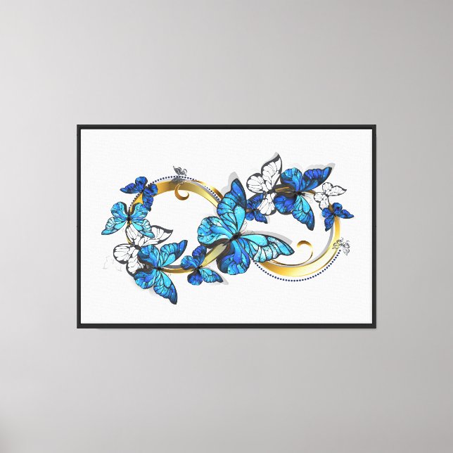Lienzo Símbolo infinito de mariposas Morpho azules (Anverso)