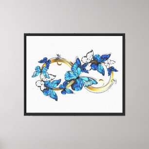 Lienzo Símbolo infinito de mariposas Morpho azules