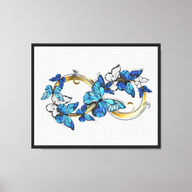 Lienzo Símbolo infinito de mariposas Morpho azules (Anverso)