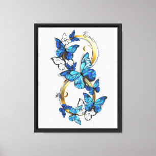 Lienzo Símbolo infinito de mariposas Morpho azules