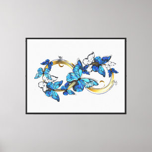 Lienzo Símbolo infinito de mariposas Morpho azules
