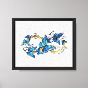 Lienzo Símbolo infinito de mariposas Morpho azules