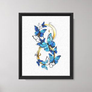 Lienzo Símbolo infinito de mariposas Morpho azules