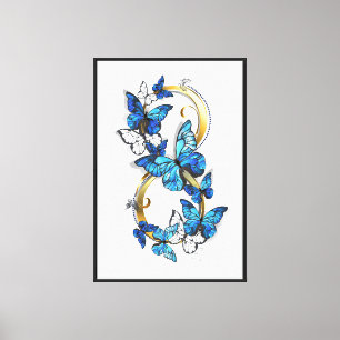 Lienzo Símbolo infinito de mariposas Morpho azules