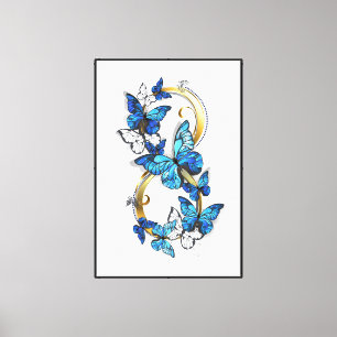 Lienzo Símbolo infinito de mariposas Morpho azules