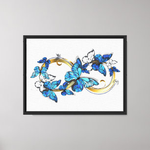 Lienzo Símbolo infinito de mariposas Morpho azules