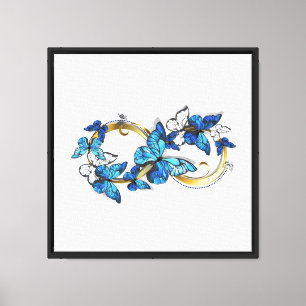 Lienzo Símbolo infinito de mariposas Morpho azules