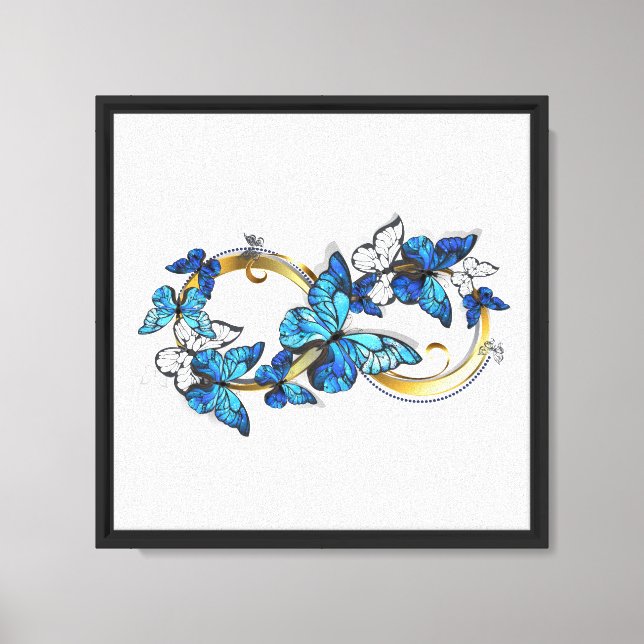 Lienzo Símbolo infinito de mariposas Morpho azules (Anverso)