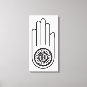 Lienzo Símbolo jain de Ahimsa (mano de la no violencia)