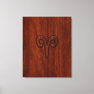 Lienzo Símbolo moderno de Aries Zodiac en caoba como impr