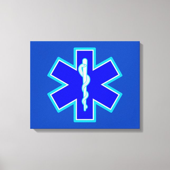 Lienzo Símbolo paramédico Star of Life EMS Blue (Anverso)